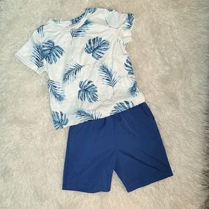 BEACH PALM LEAF SHORTS SET